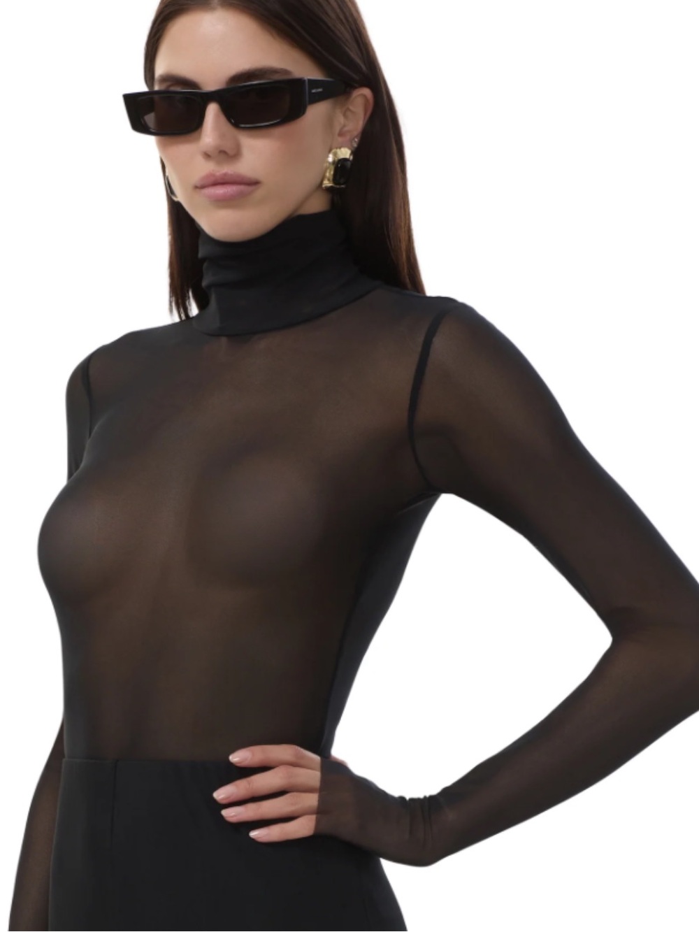 AFRM black Long Sleeve Mesh Top XS